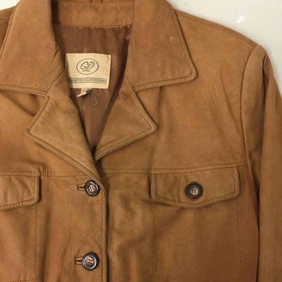 Women's Georgetown Designs Genuine Leather Brown Polyester Lined Coat - Medium - Picture 2 of 6